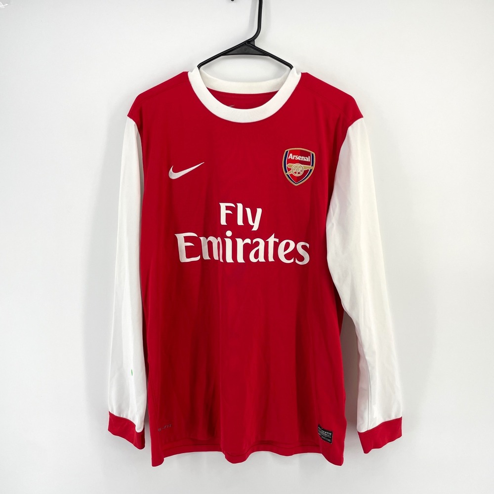 Nike Arsenal FC Fly Emirates Vermaelen 5 Long Sleeve Jersey Red White Mens Large